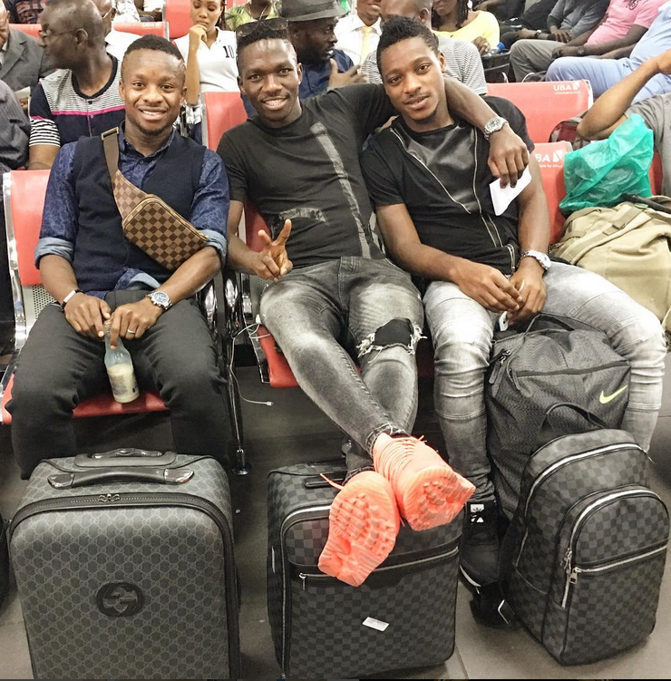 Omeru, Onazi at the airport departing Nigeria for their European clubs