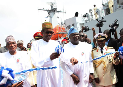 President Buhari inaugurates Naval ships, pledges support to military