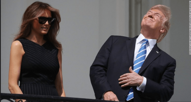 Solar Eclipse 2017: Donald Trump Mocked For Looking Directly At The Sun. (Photos)