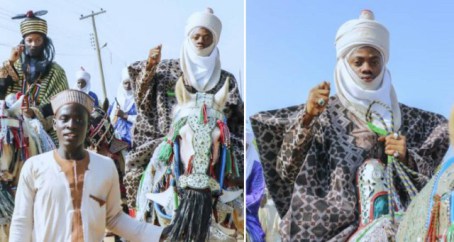 Korede Bello Goes Horse Riding With His Best Friend, Emir Of Kano’s Son, Adam Ashraf During Hawan Fanisau