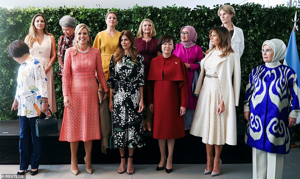 See lovely photos of some of the wives of world leaders with Melania Trump rocking $10,000 Dior dress as they pose together