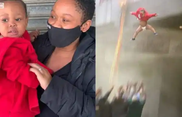 Mzansi reacts to video of baby who got saved during looting – Watch